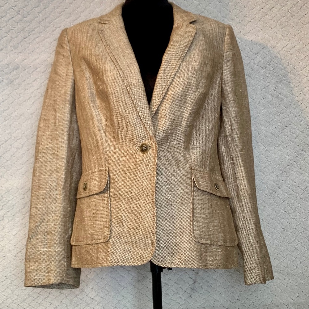 The Limited 100 % Linen Tan Jacket Blazer, lined, size L